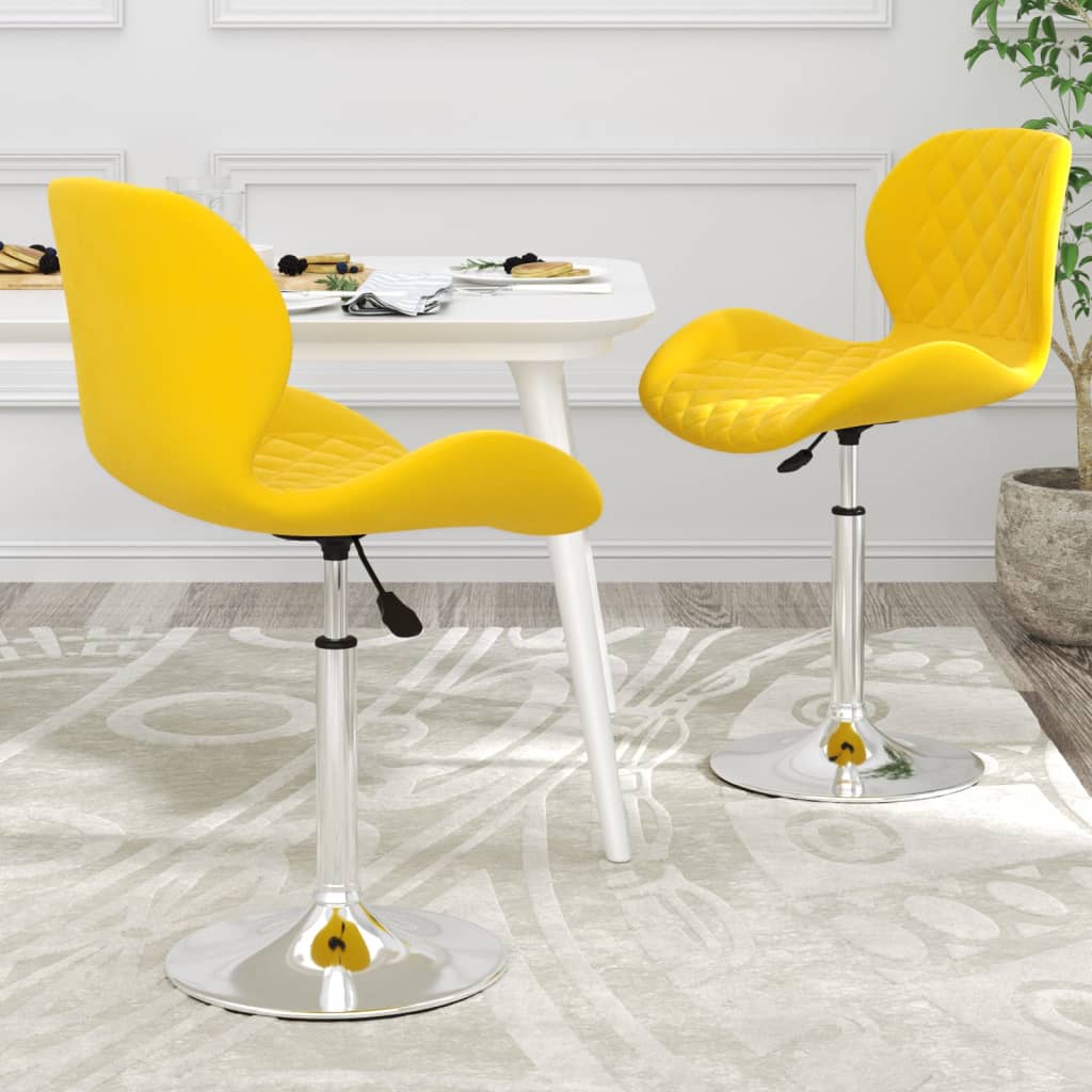 vidaXL drejelige spisebordsstole 2 stk. fløjl sennepsgul
