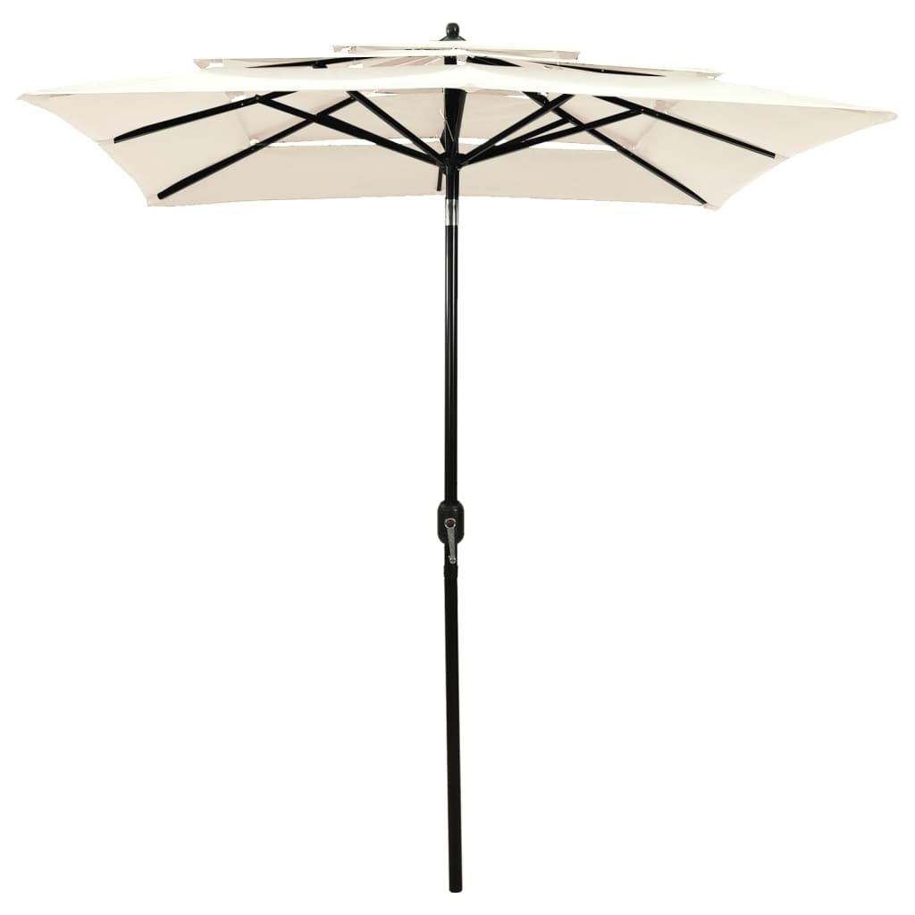 vidaXL parasol med aluminiumsstang i 3 niveauer 2x2 m sandfarvet