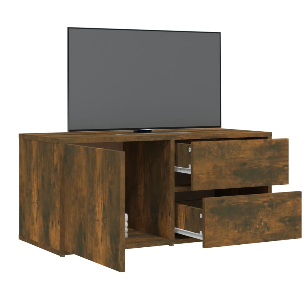 vidaXL tv-bord 80x34x36 cm konstrueret træ røget egetræsfarve