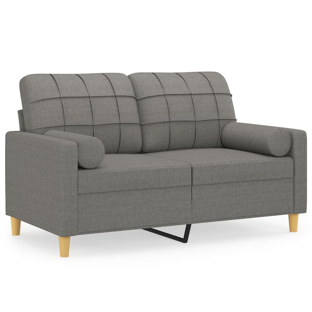vidaXL 2-personers sofa med puder og hynder 120 cm stof mørkegrå