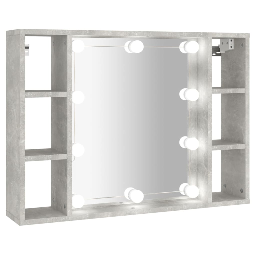 vidaXL spejlskab med LED-lys 76x15x55 cm betongrå