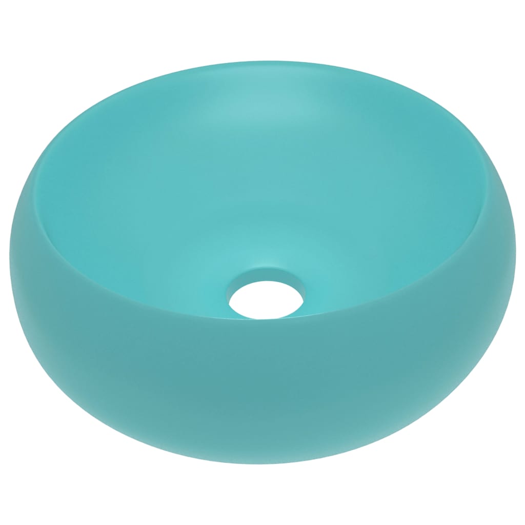 vidaXL luksuriøs håndvask 40x15 cm rund keramik mat lysegrøn