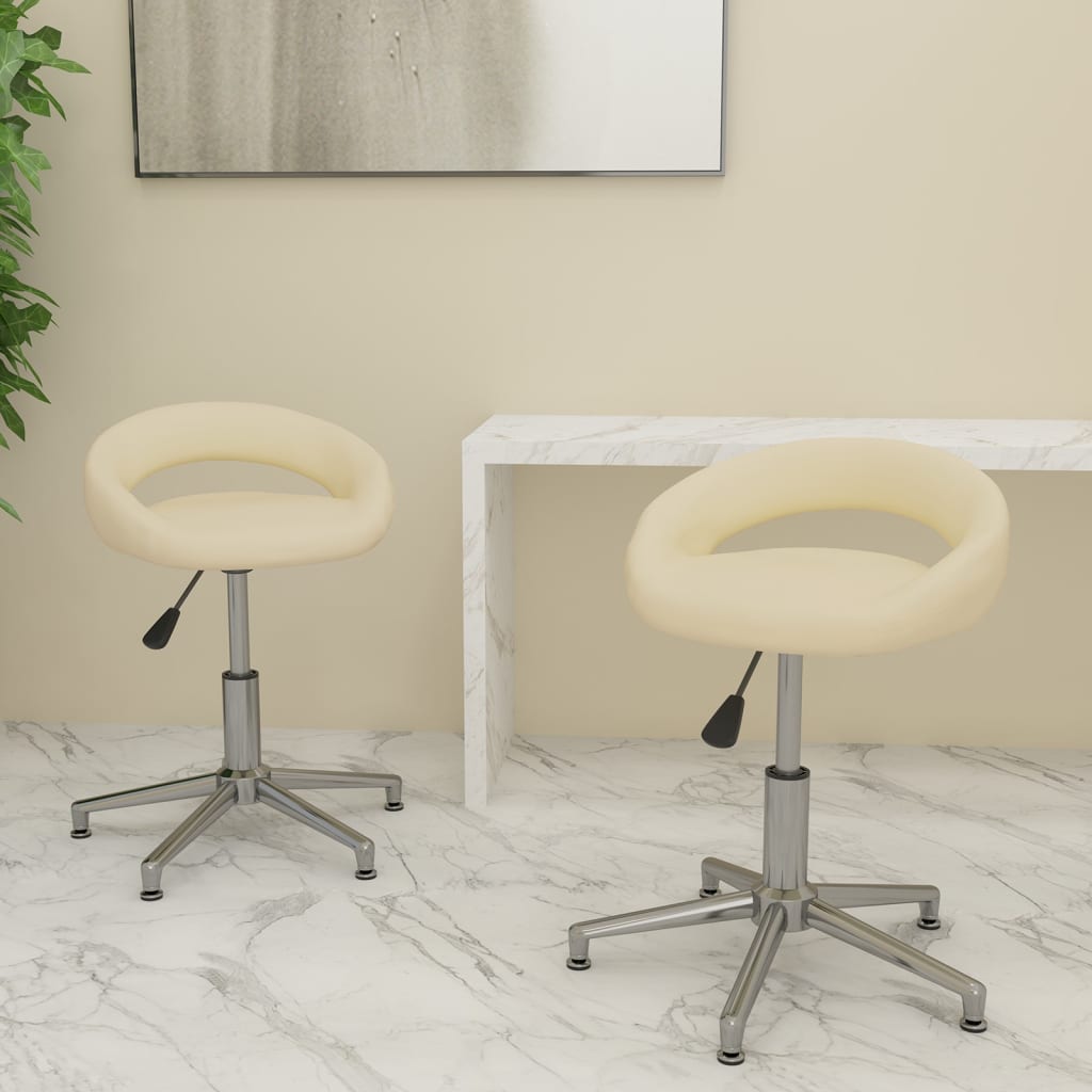 vidaXL drejelige spisebordsstole 2 stk. kunstlæder cremefarvet