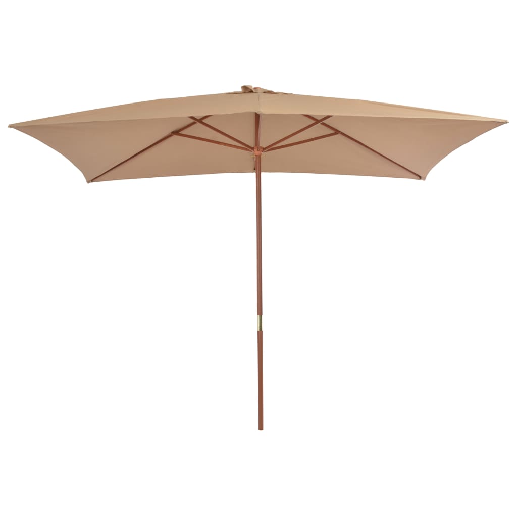 vidaXL udendørs parasol med træstang 200 x 300 cm gråbrun