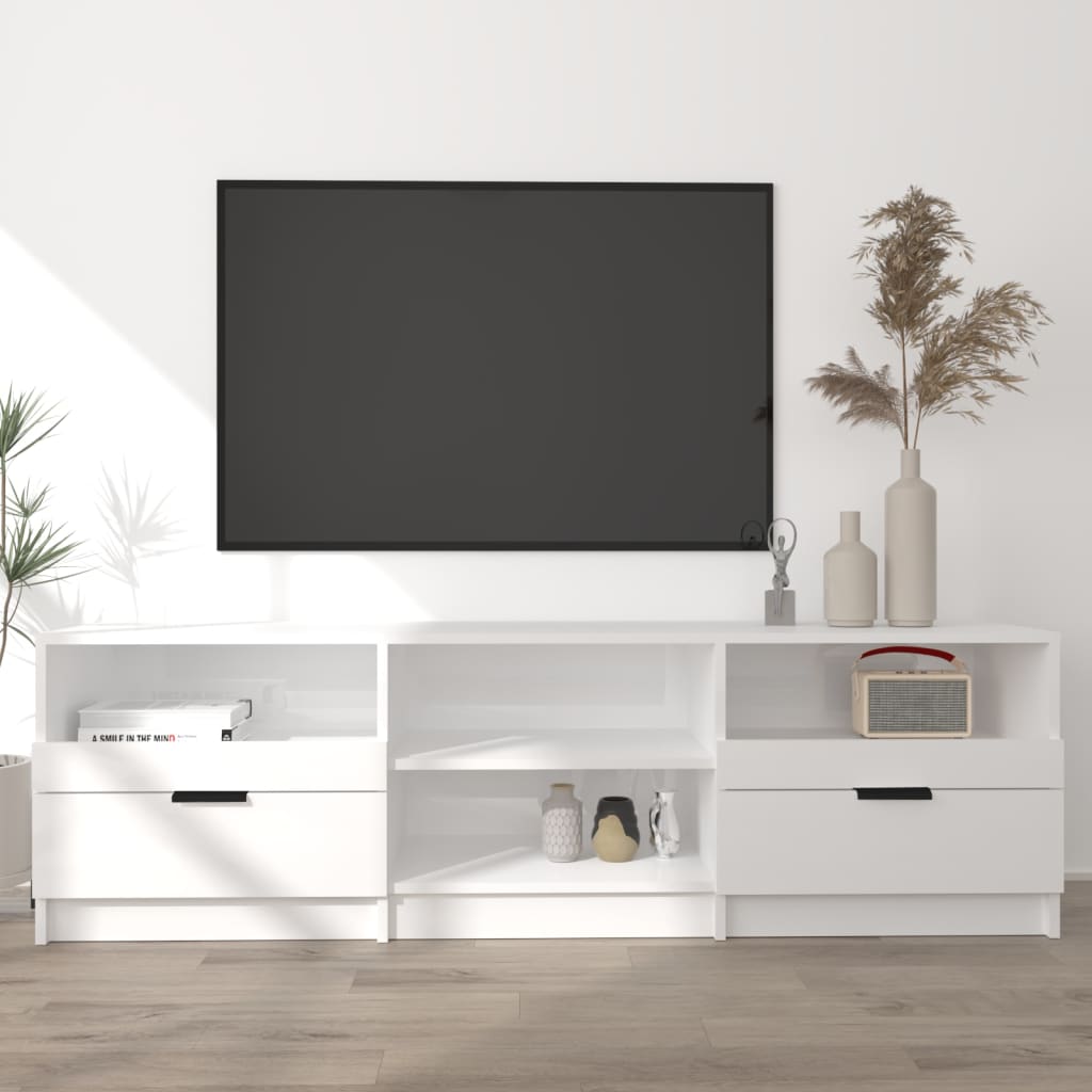 vidaXL tv-bord 150x33,5x45 cm konstrueret træ hvid højglans