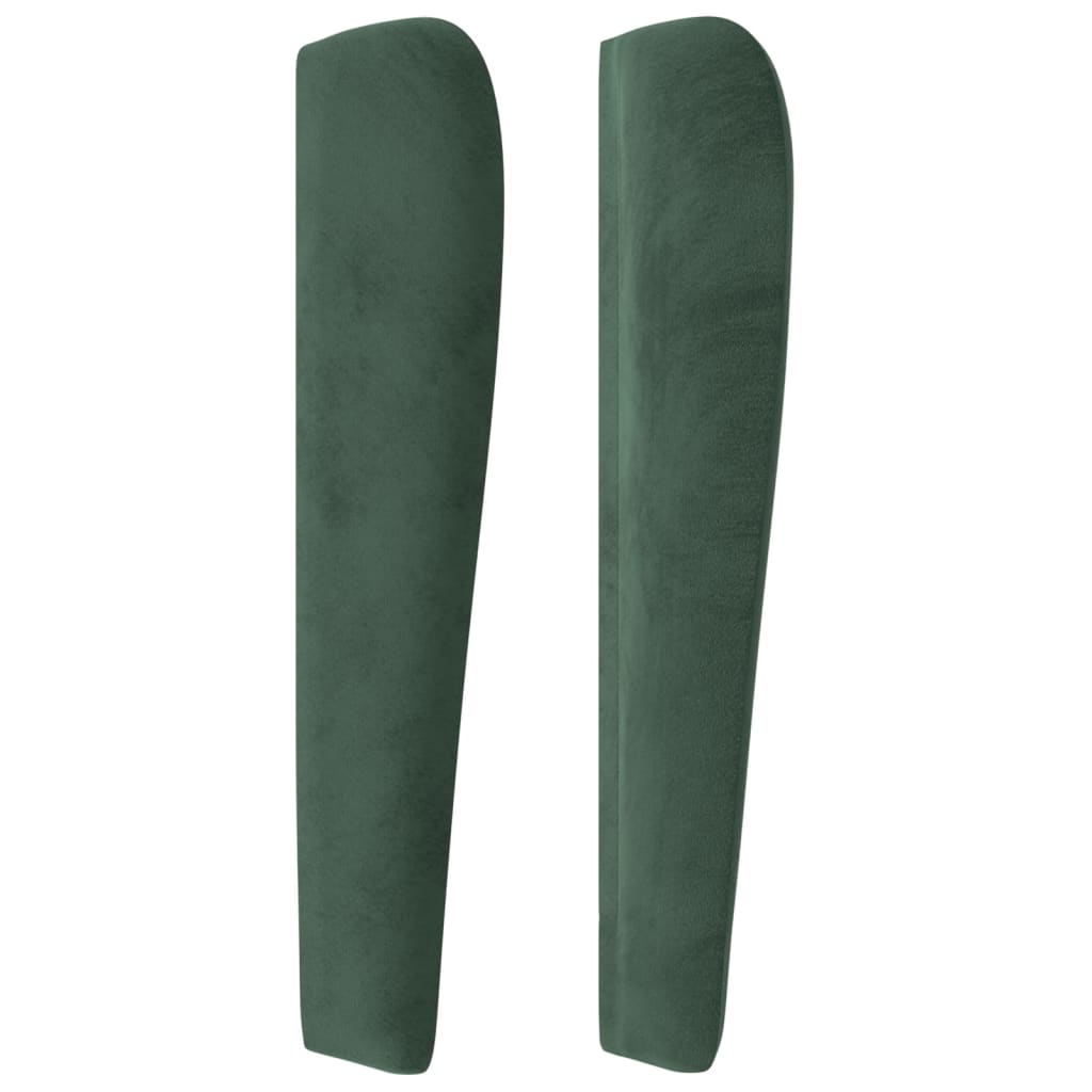 vidaXL sengegavl med kanter 147x23x118/128 cm fløjl mørkegrøn