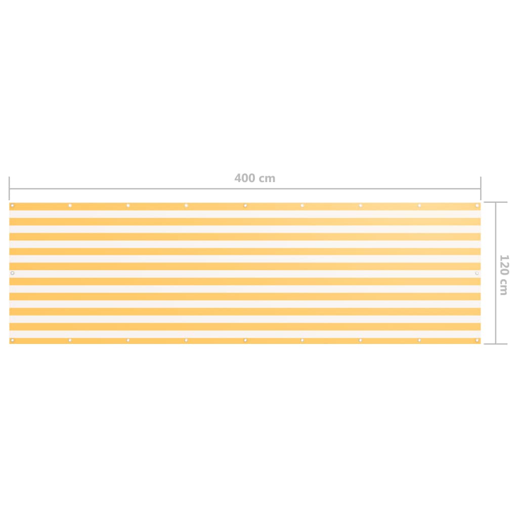vidaXL altanafskærmning 120x400 cm oxfordstof hvid og gul