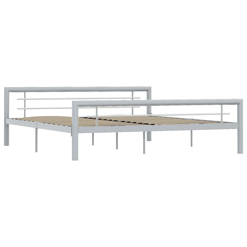 vidaXL sengestel 180x200 cm metal grå og hvid