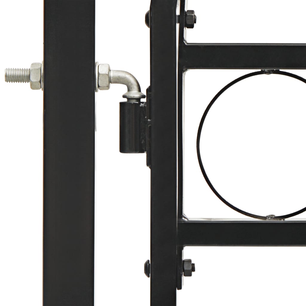 vidaXL hegnslåge med dobbeltdør og buet top stål 400 x 175 cm sort