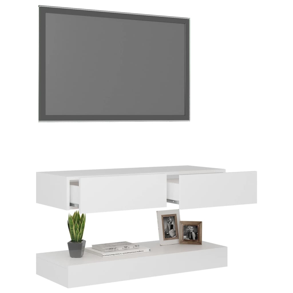 vidaXL tv-skab med LED-lys 90x35 cm hvid