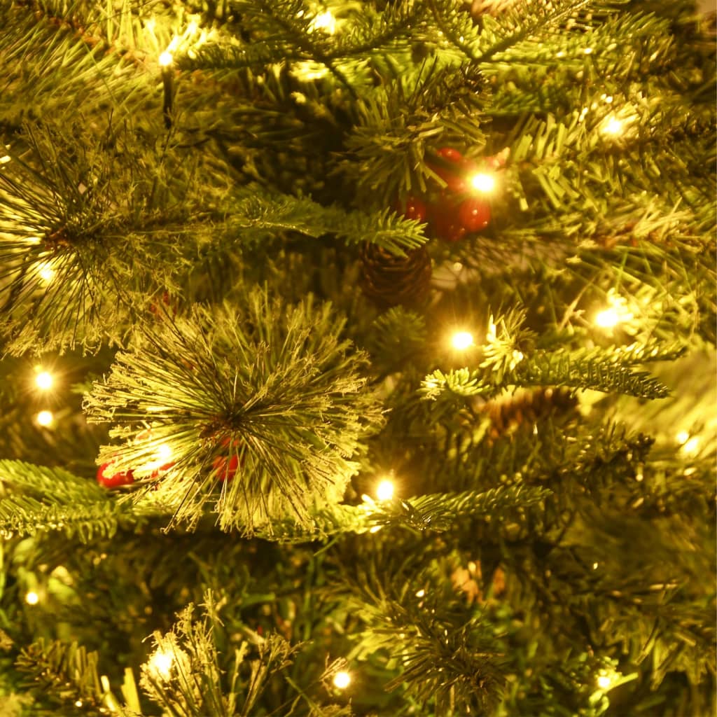 vidaXL juletræ med grankogler og lys PVC og PE 150 cm grøn