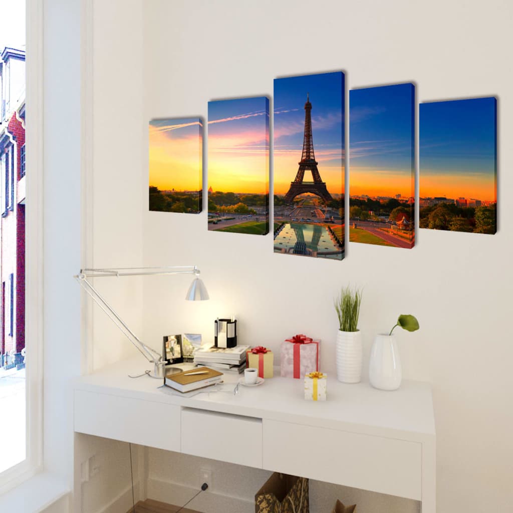 Kanvasbilledsæt Eiffeltårnet 100 x 50 cm