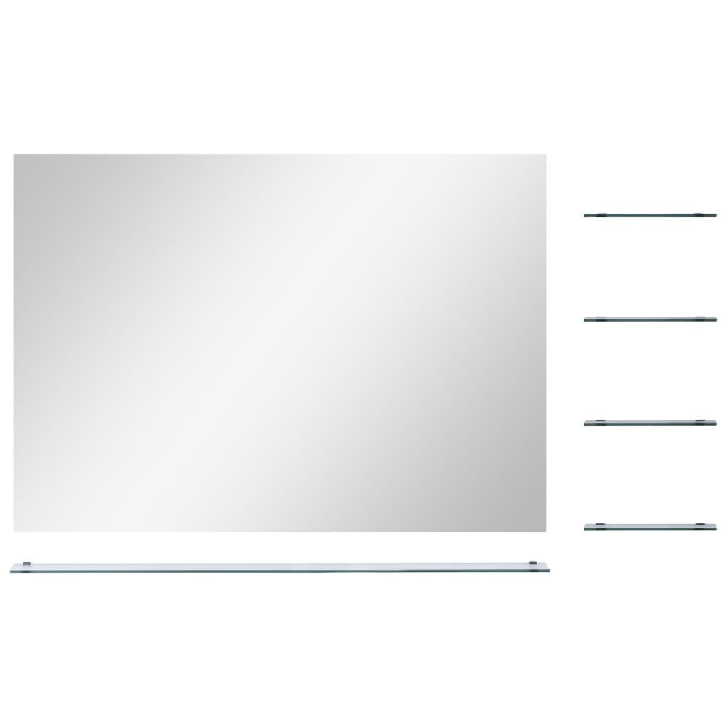 vidaXL vægspejl med 5 hylder 80x60 cm sølvfarvet