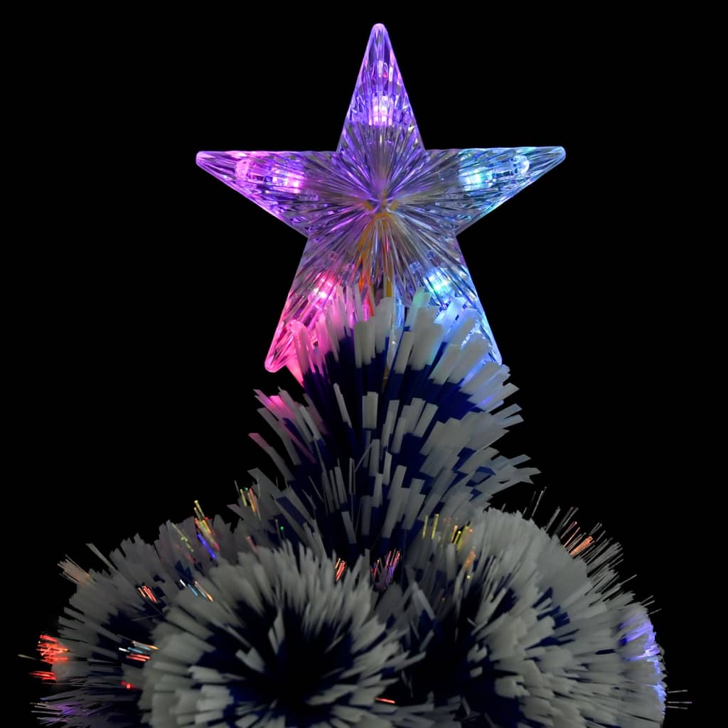 vidaXL kunstigt juletræ med lys 210 cm fiberoptisk hvid og blå