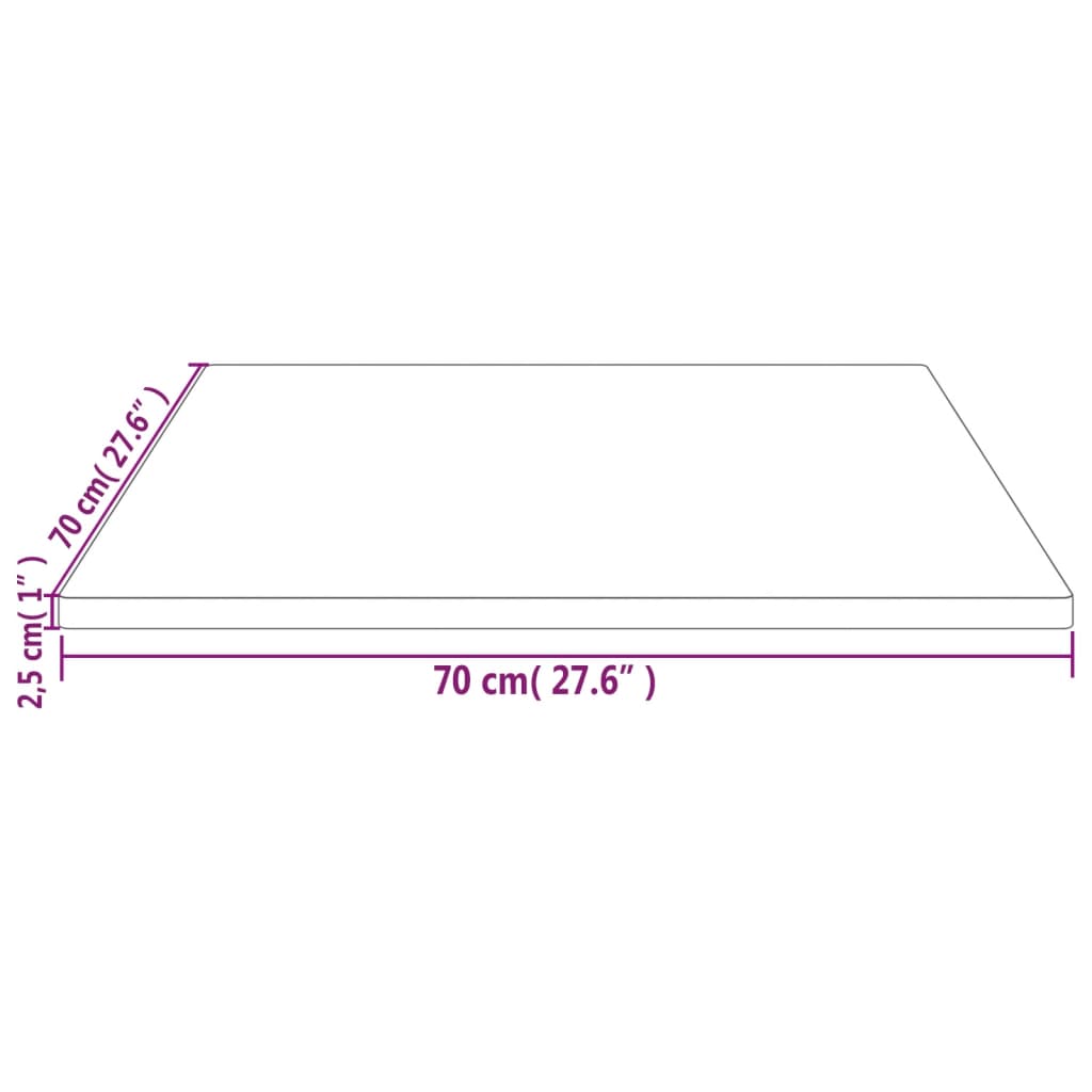 vidaXL bordplade 70x70x2,5 cm firkantet massivt fyrretræ