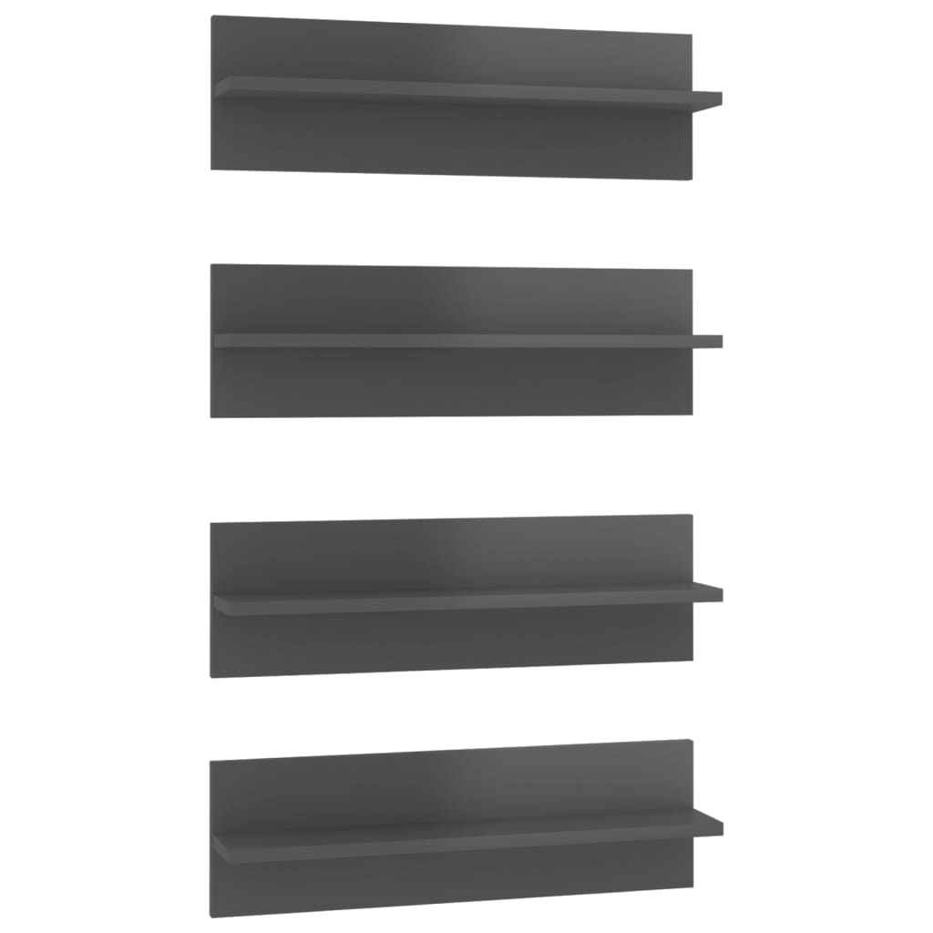 vidaXL væghylder 4 stk. 60x11,5x18 cm spånplader grå højglans