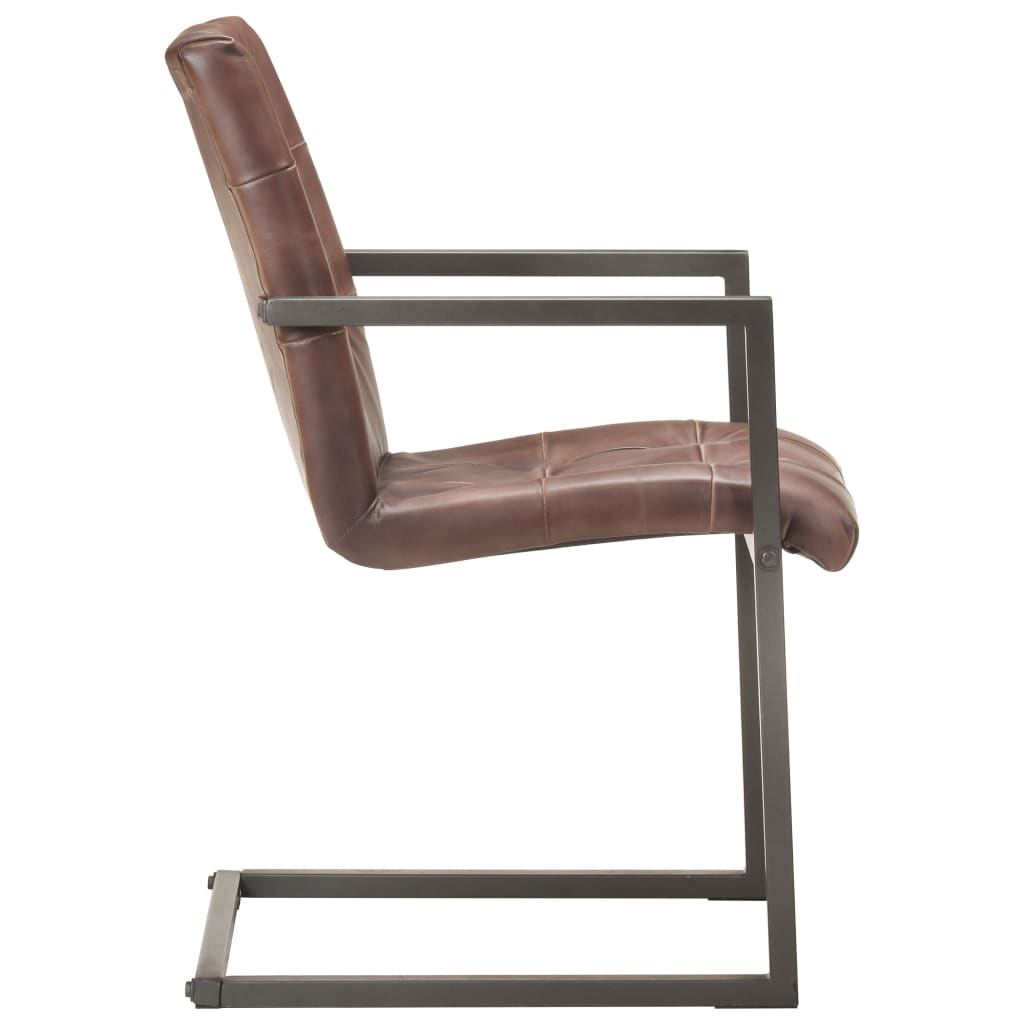 vidaXL spisebordsstole med cantilever 4 stk. ægte læder rustikbrun
