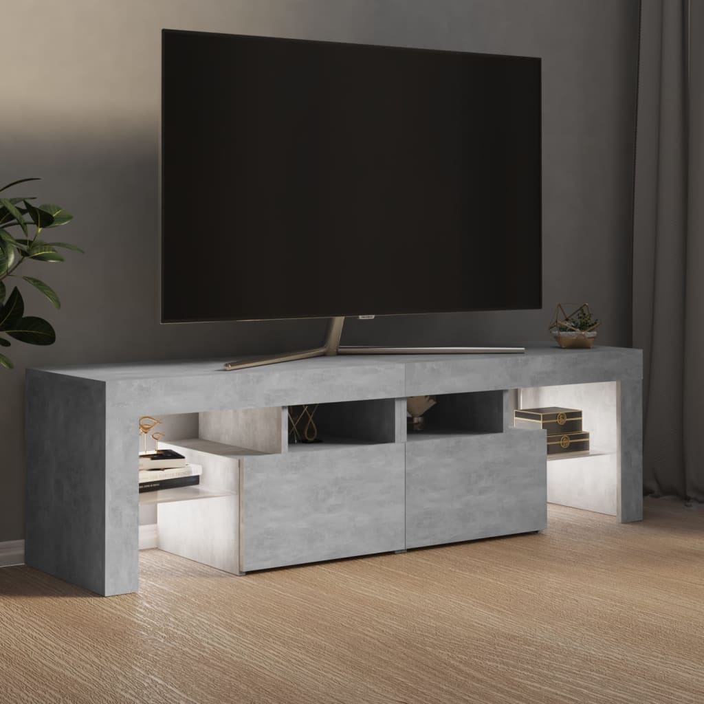 vidaXL tv-bord med LED-lys 140x36,5x40 cm betongrå