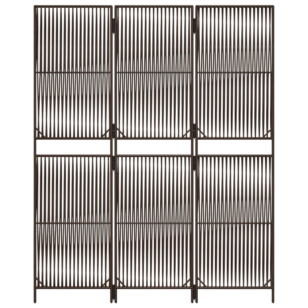 vidaXL rumdeler 3 paneler polyrattan brun