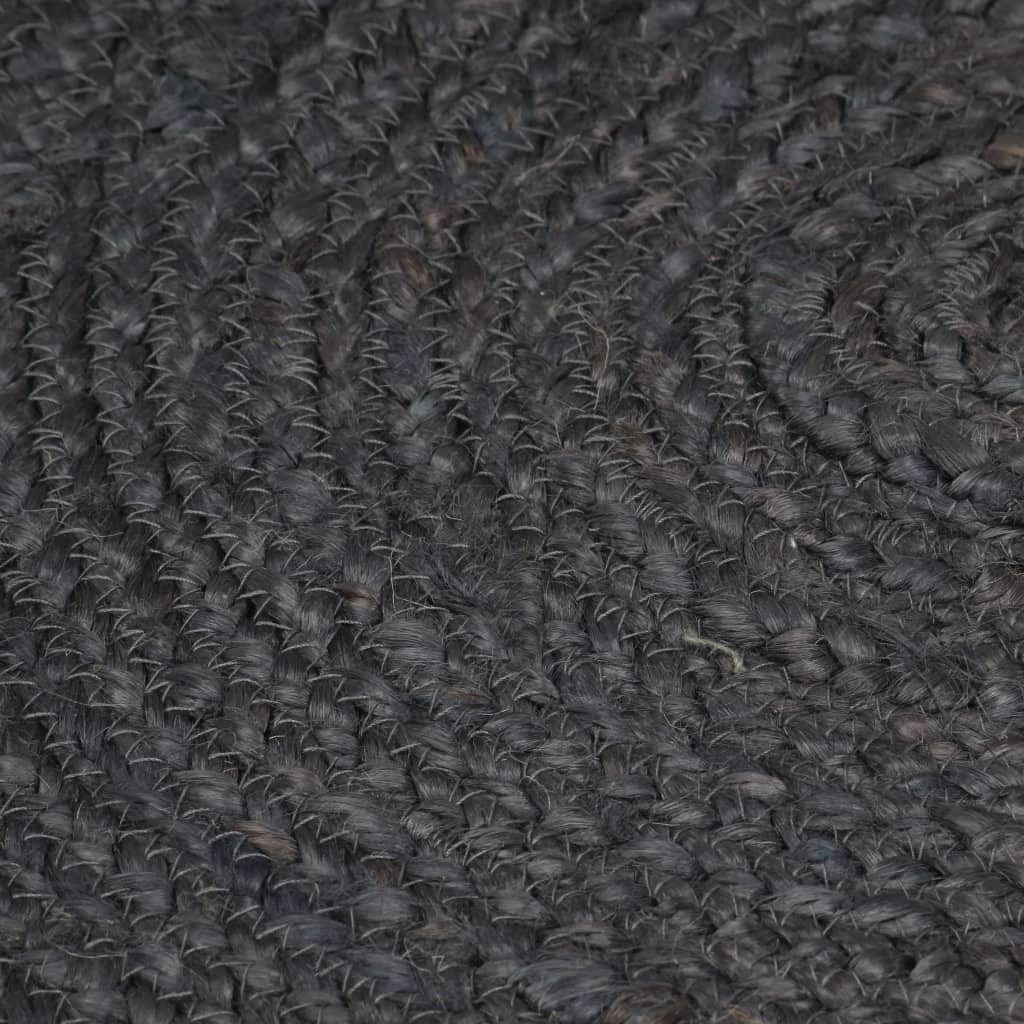 vidaXL håndlavet tæppe jute rund 90 cm mørkegrå