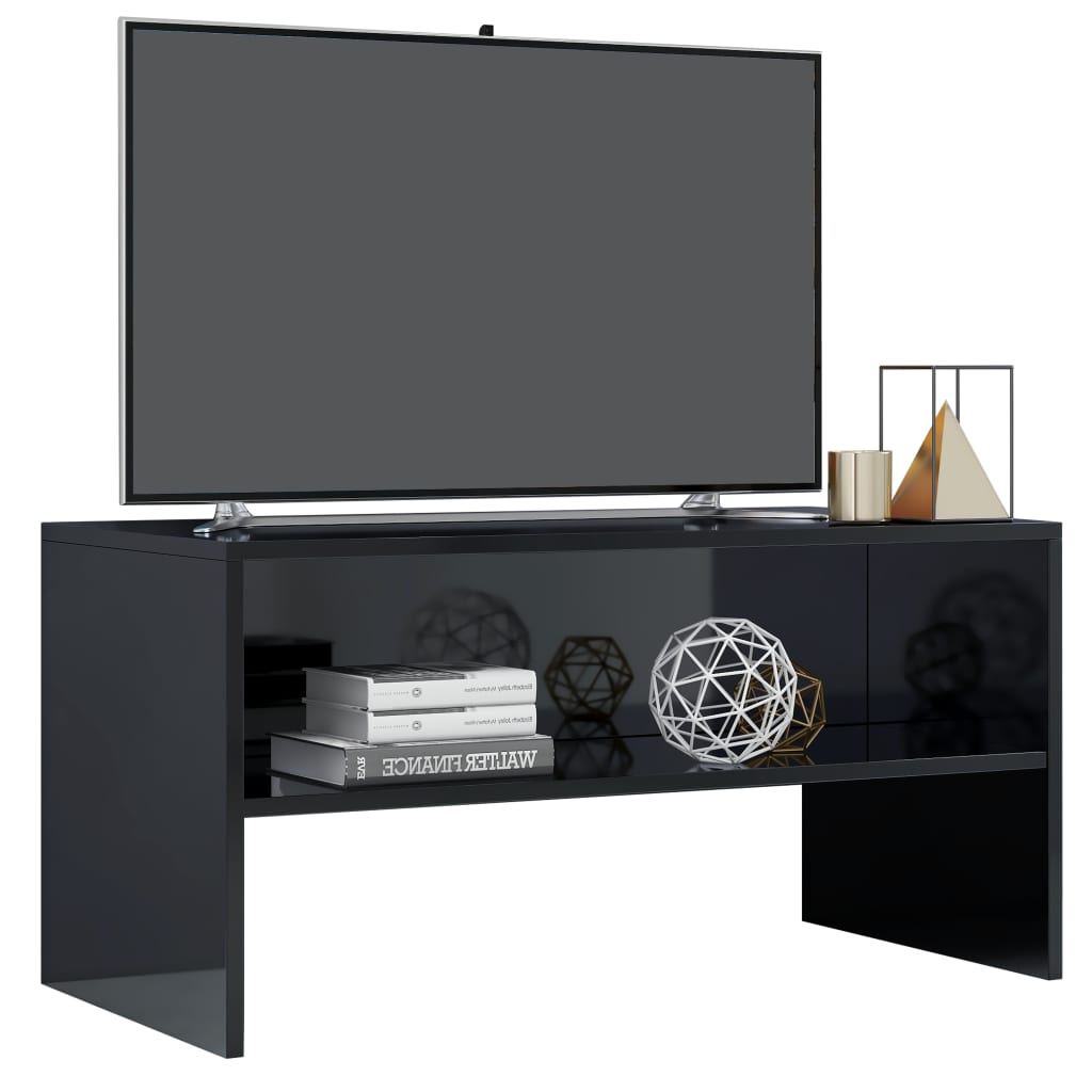 vidaXL tv-bord 80x40x40 cm konstrueret træ sort højglans