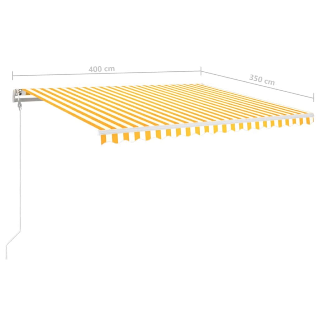 vidaXL markise m. LED + vindsensor 400x350 cm automatisk gul/hvid