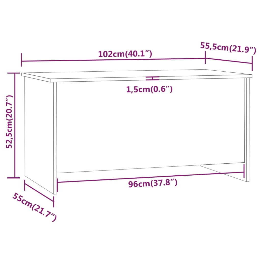vidaXL sofabord 102x55,5x52,5 cm konstrueret træ sort