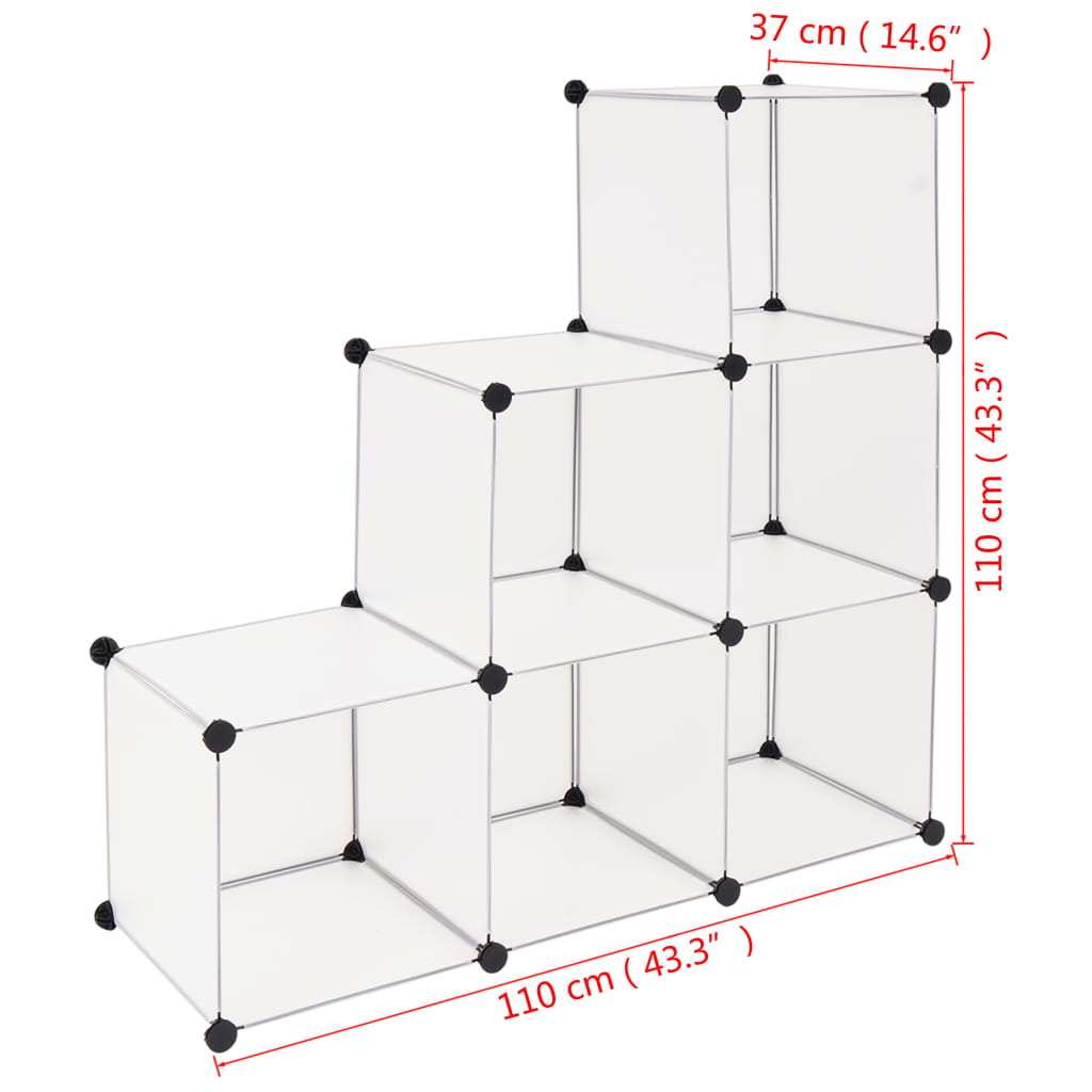 vidaXL opbevaringsskab kubeformet 6 rum hvid