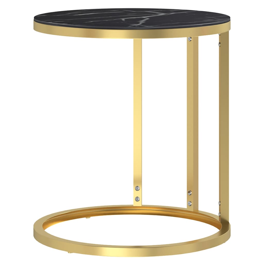 vidaXL sidebord 45 cm hærdet glas guldfarvet og sort marmor