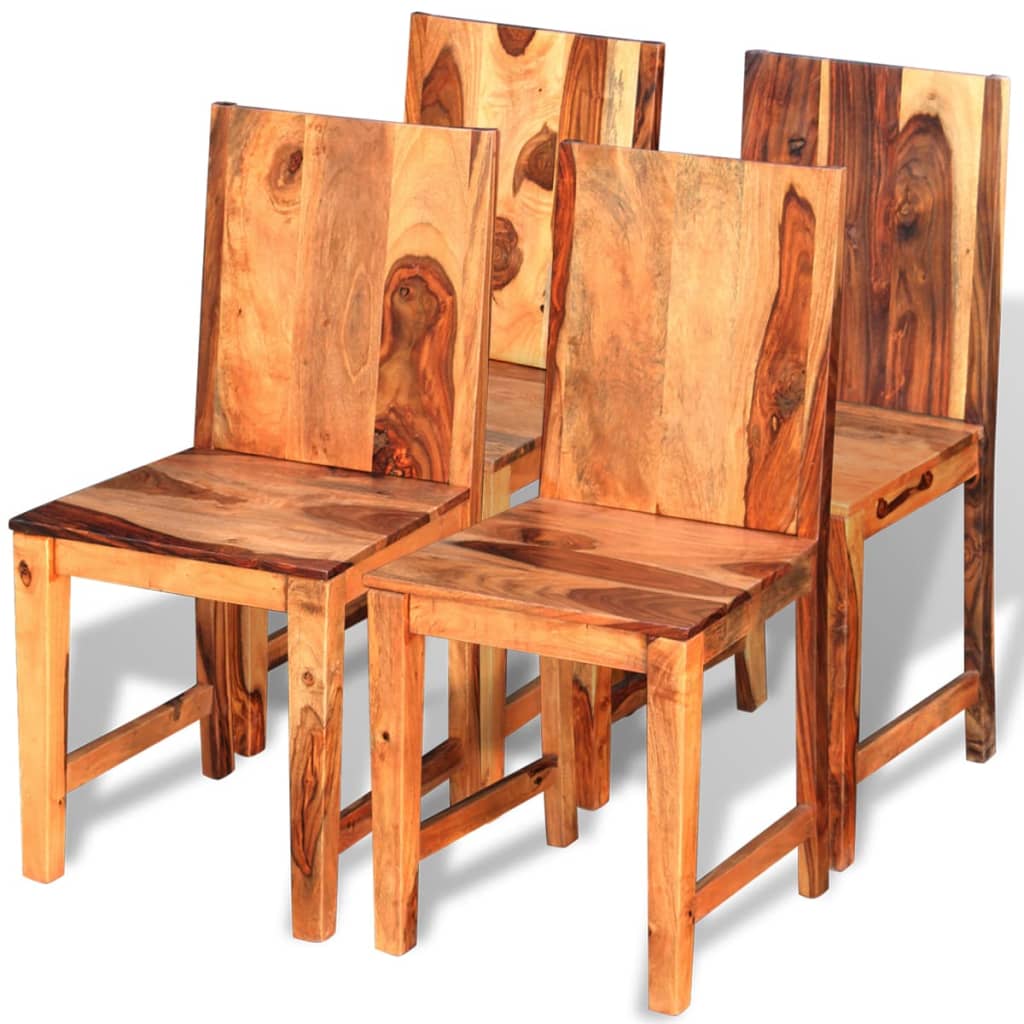 vidaXL spisebordsstole 4 stk. massivt sheeshamtræ