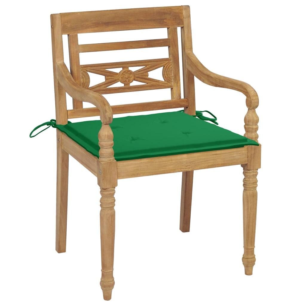 vidaXL Batavia-stole med hynder 4 stk. massivt teaktræ