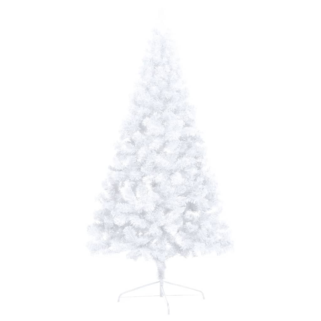 vidaXL kunstigt halvt juletræ med lys og kuglesæt 150 cm hvid