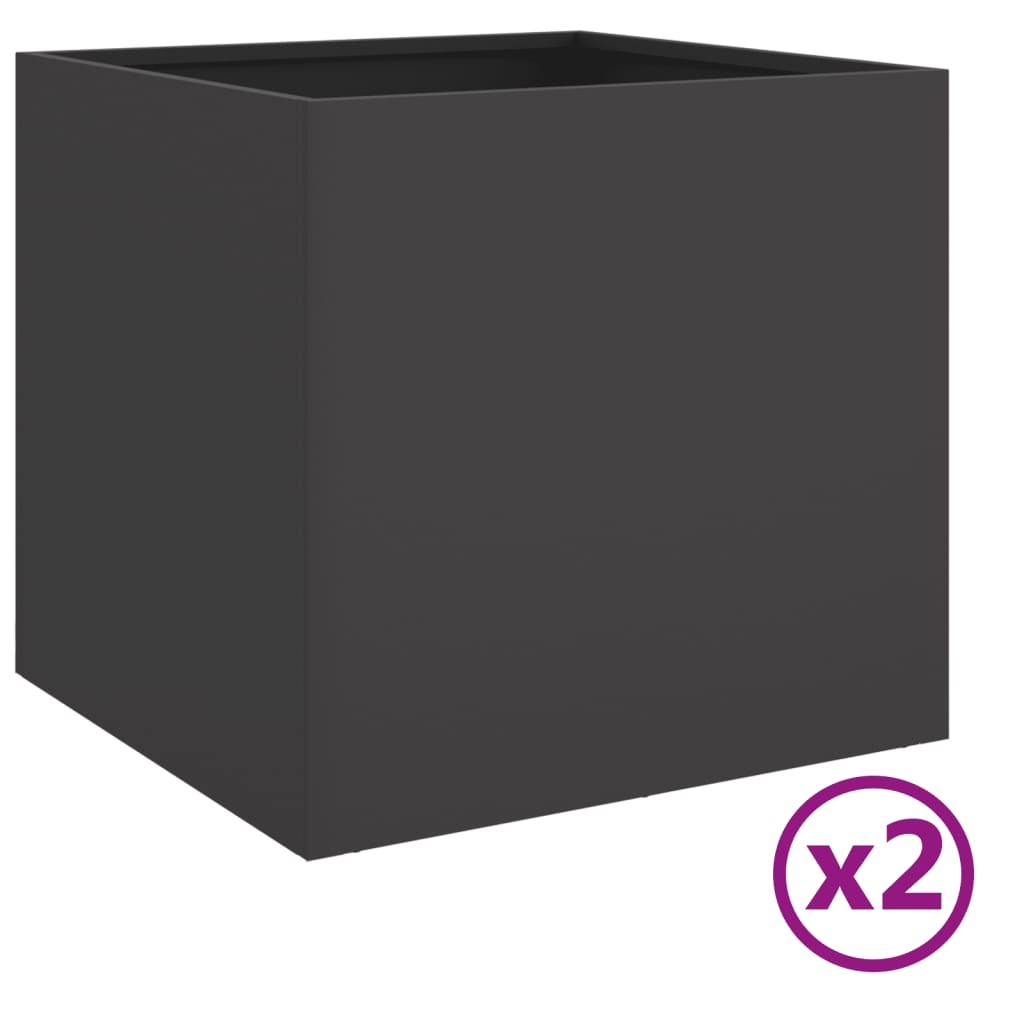 vidaXL plantekasser 2 stk. 49x47x46 cm koldvalset stål sort
