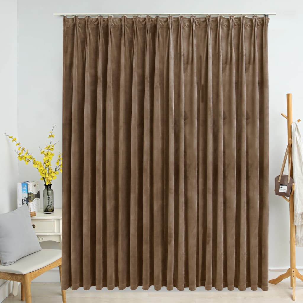 vidaXL mørklægningsgardin med kroge 290 x 245 cm fløjl beige