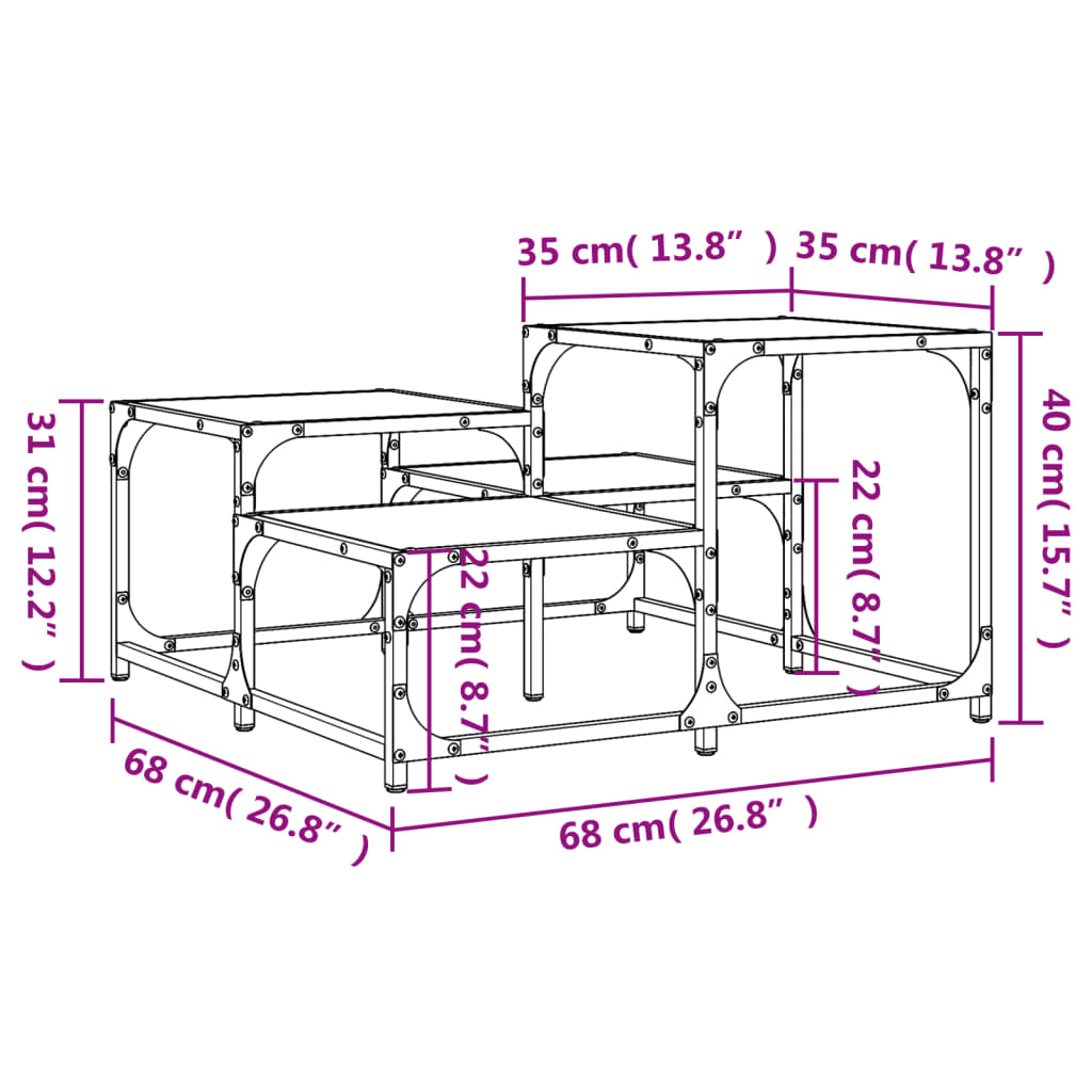 vidaXL sofabord 68x68x40 cm konstrueret træ grå sonoma-eg