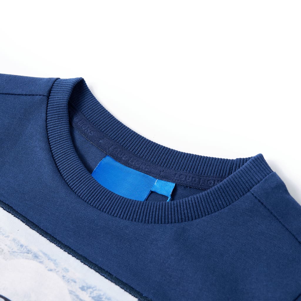 Langærmet T-shirt til børn str. 92 jeansblå
