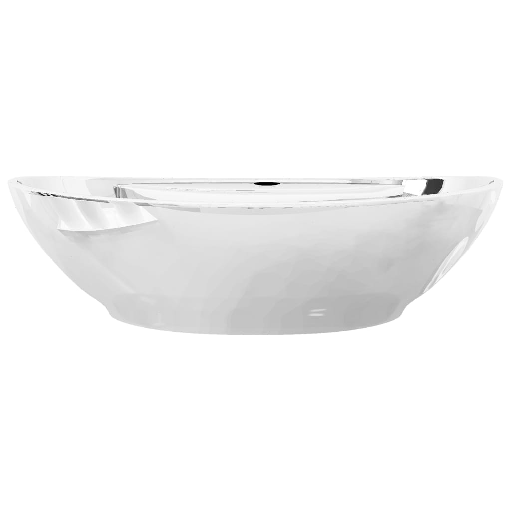 vidaXL håndvask med overløb 58,5 x 39 x 21 cm keramik sølvfarvet