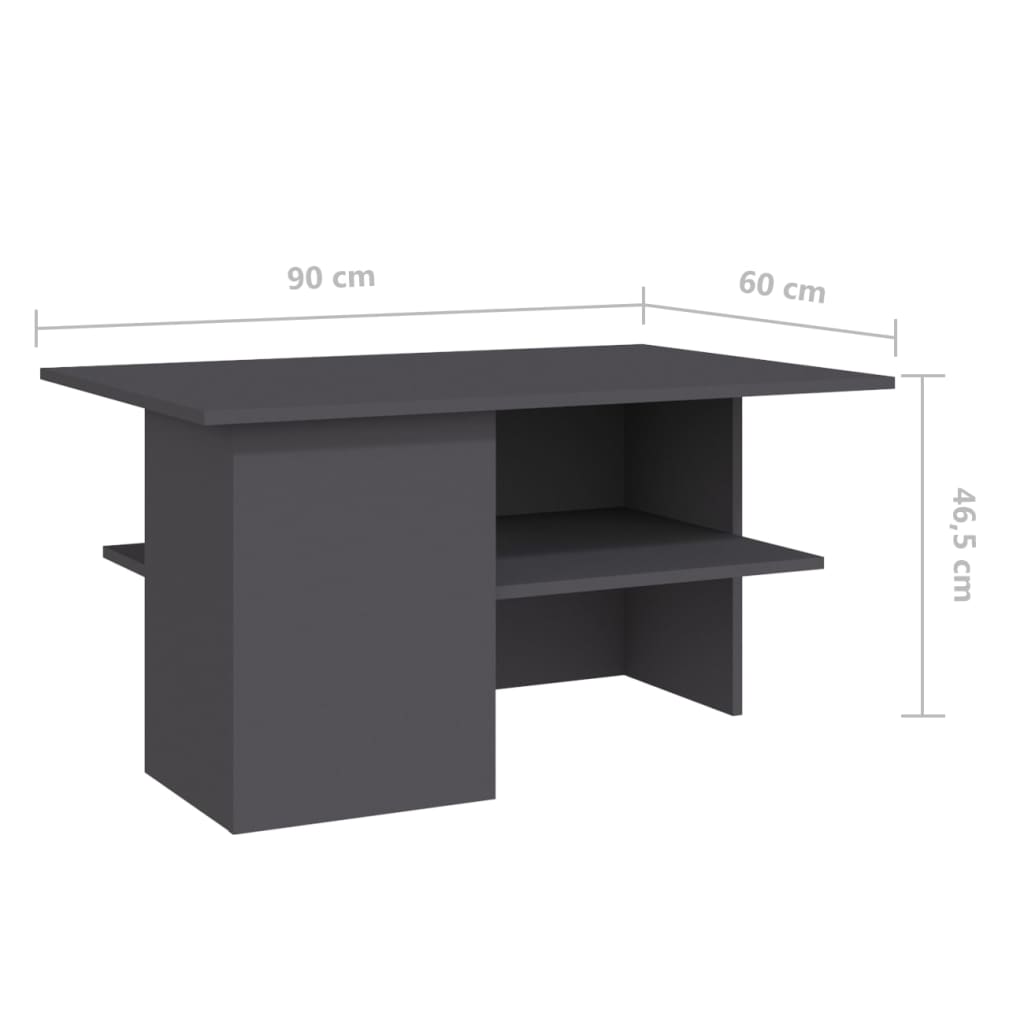 vidaXL sofabord 90x60x46,5 cm spånplade grå