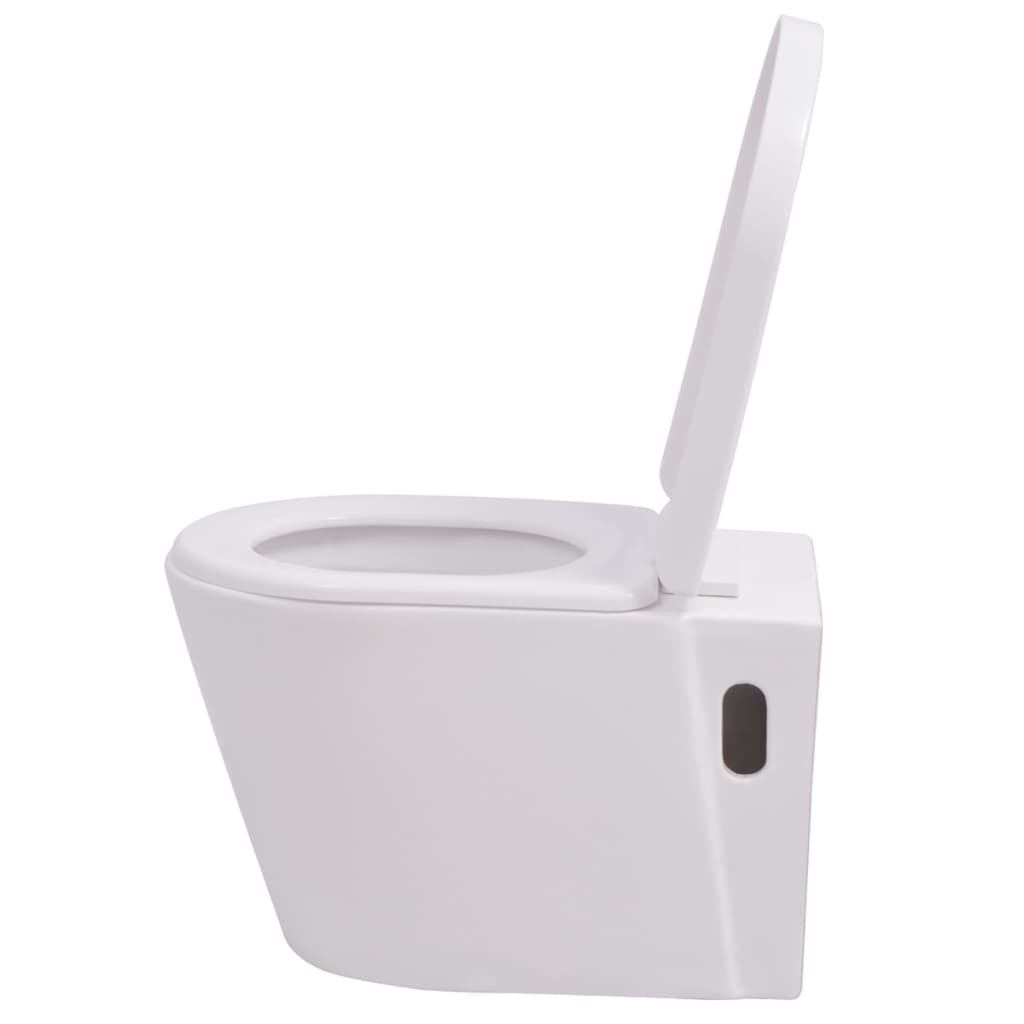vidaXL væghængt toilet keramisk hvid