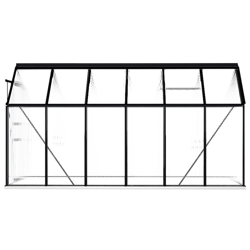 vidaXL drivhus med fundamentramme 7,03 m² aluminium antracitgrå
