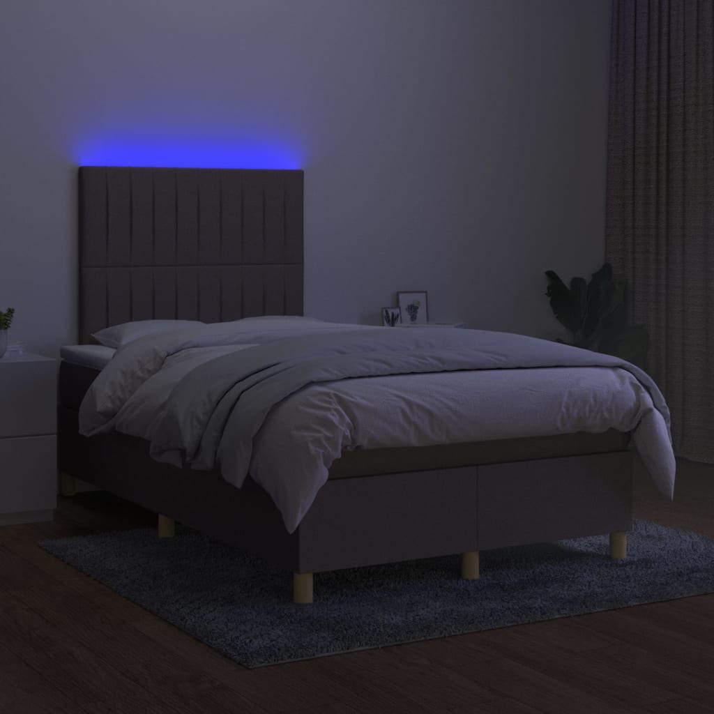 vidaXL kontinentalseng med LED-lys 120x200 cm stof gråbrun