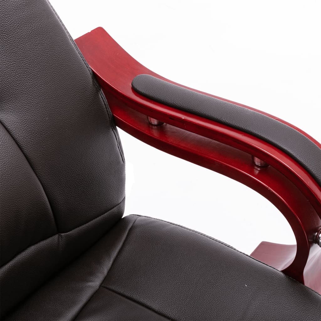 vidaXL kontorstol med massagefunktion ægte læder brun