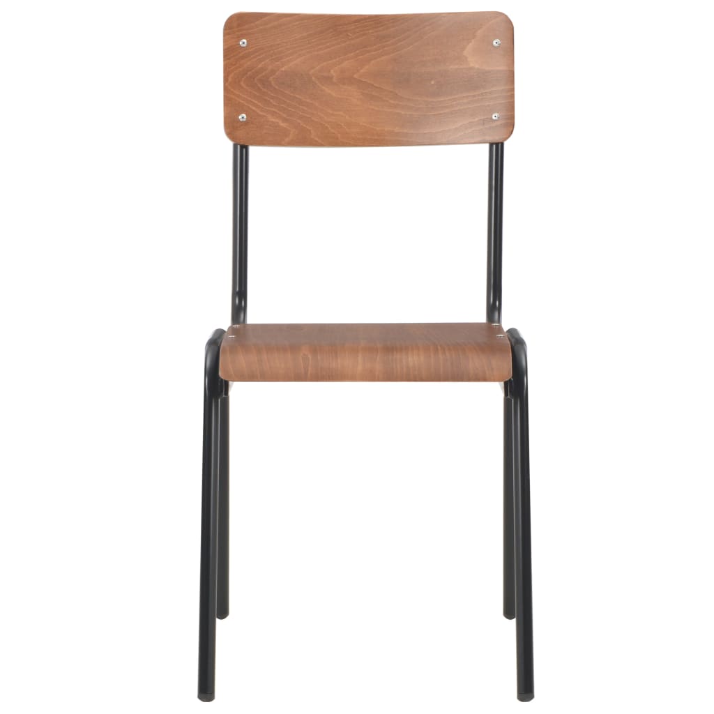 vidaXL spisebordsstole 2 stk. massivt krydsfinér stål brun