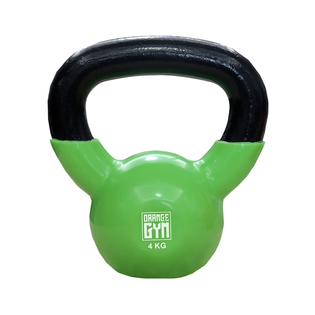 Orange Gym vinylbelagt kettlebell 4 kg grøn