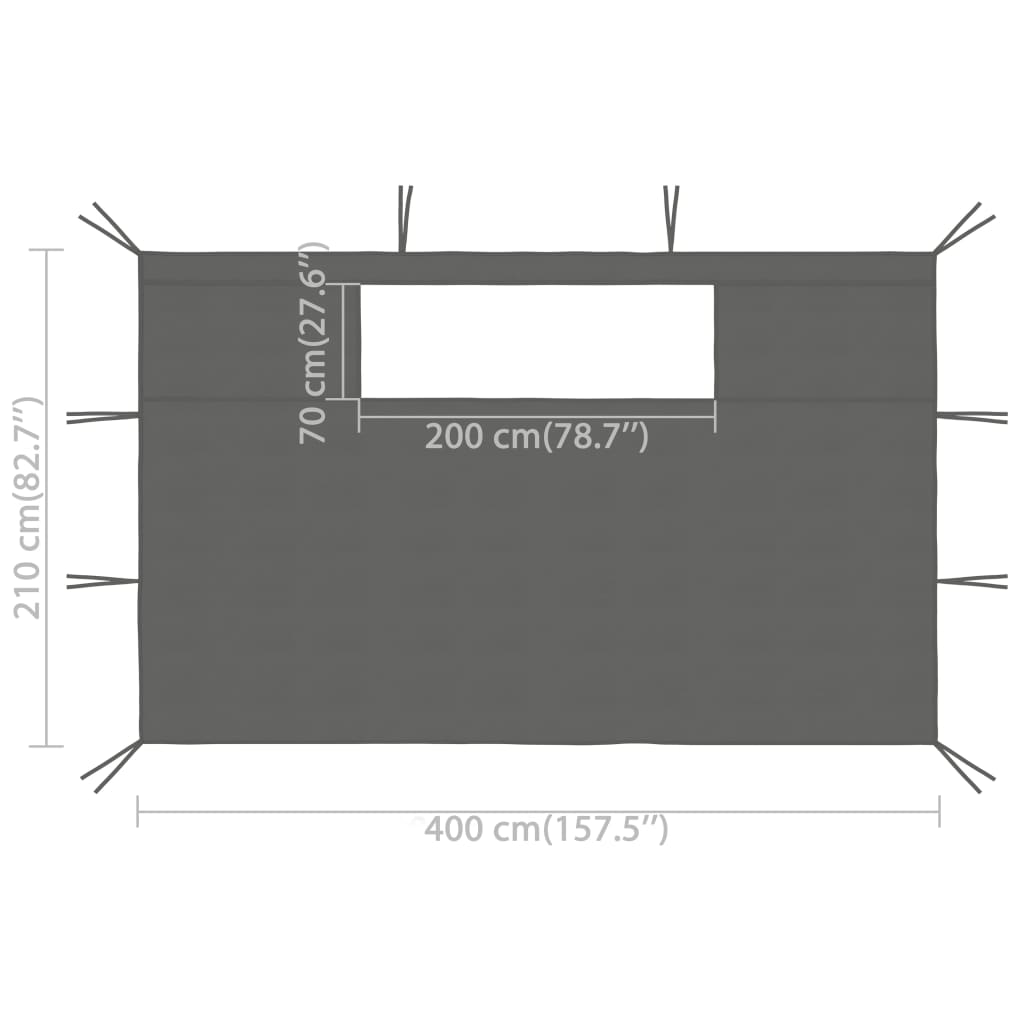 vidaXL pavillonvægge med vinduer 2 stk. 4x2,1 m 70 g/m² antracitgrå