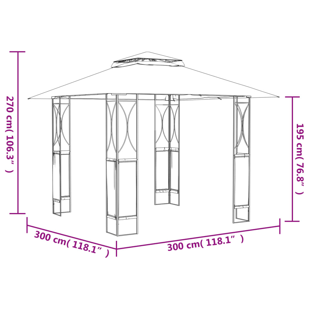 vidaXL pavillon med tag 300x300x270 cm stål antracitgrå