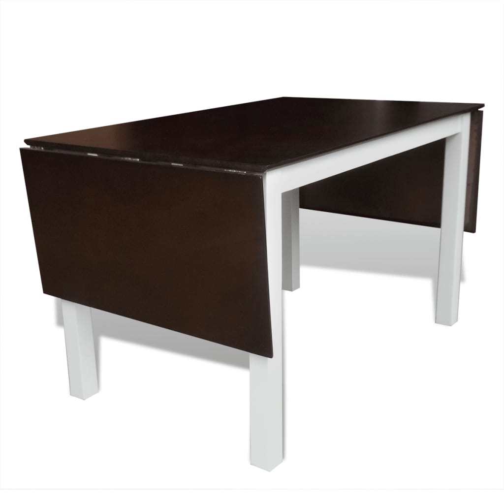 vidaXL spisebord med forlængelse gummitræ brun og hvid 190 cm