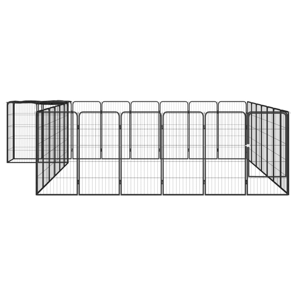 vidaXL 30-panels hundegård 50x100 cm pulverlakeret stål sort