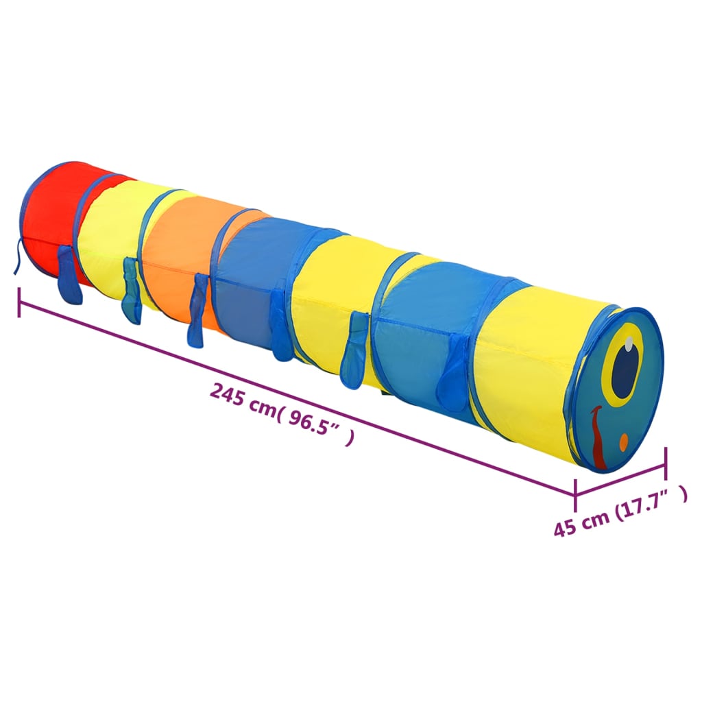 vidaXL legetunnel til børn 245 cm 250 bolde polyester flerfarvet