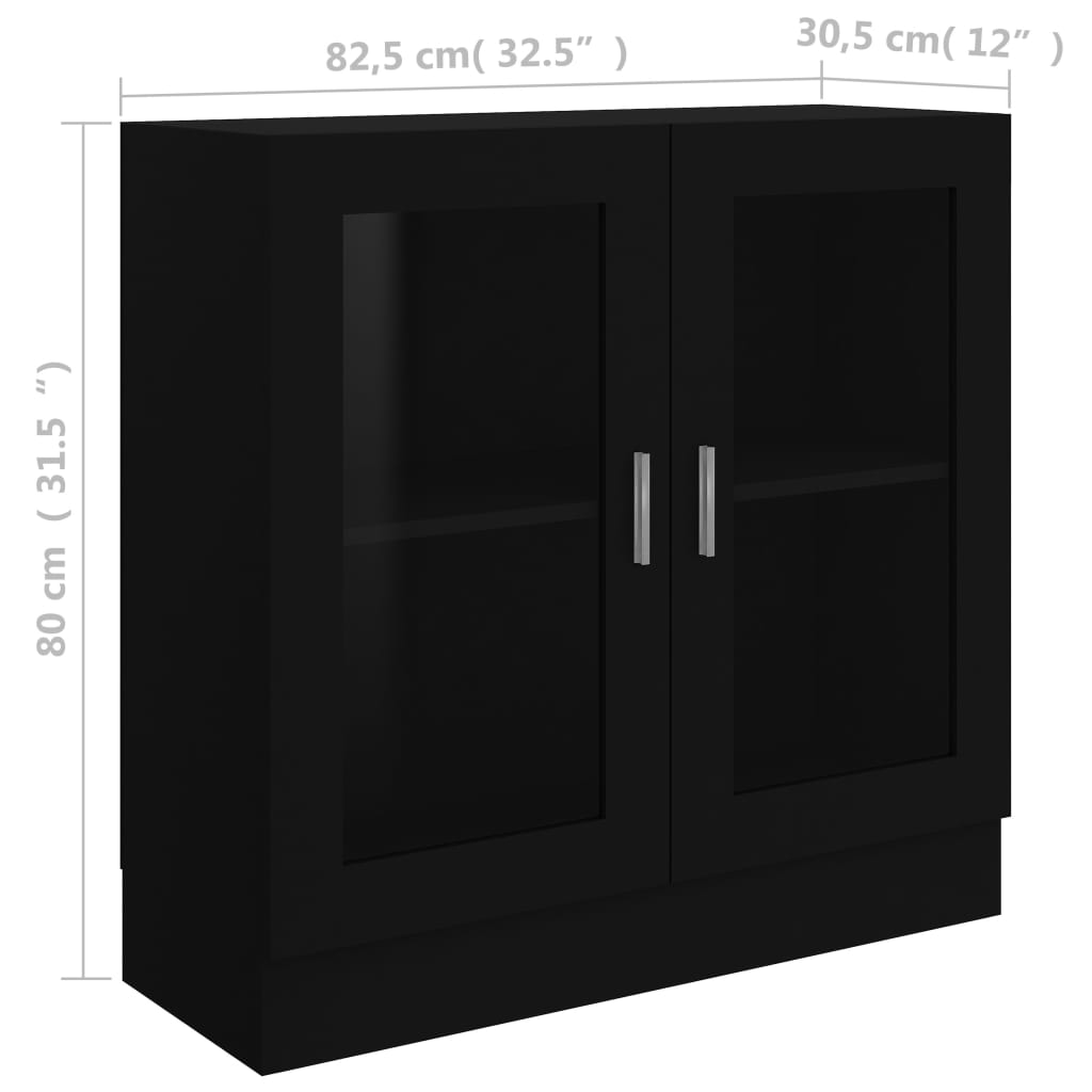 vidaXL vitrineskab 82,5x30,5x80 cm konstrueret træ sort